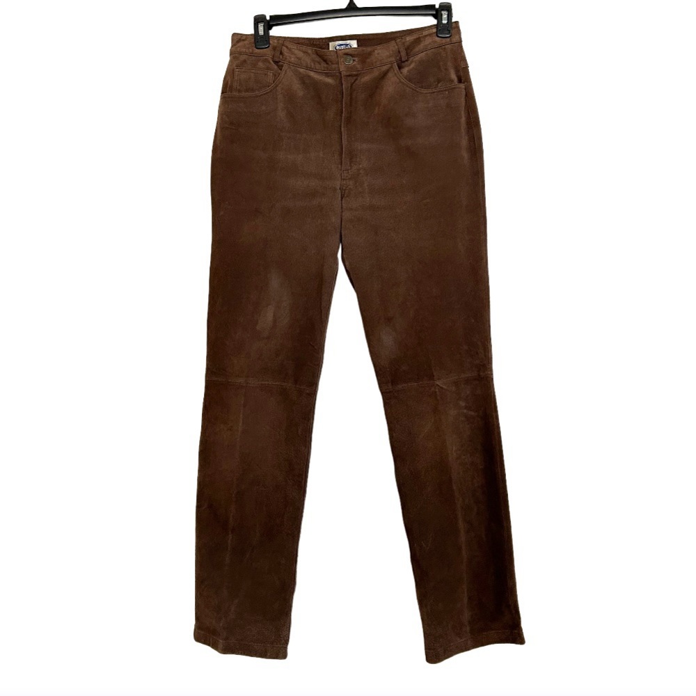 Suede Leather Trousers Austin Clothing Co Brown Straight Leg High Rise Vintage.